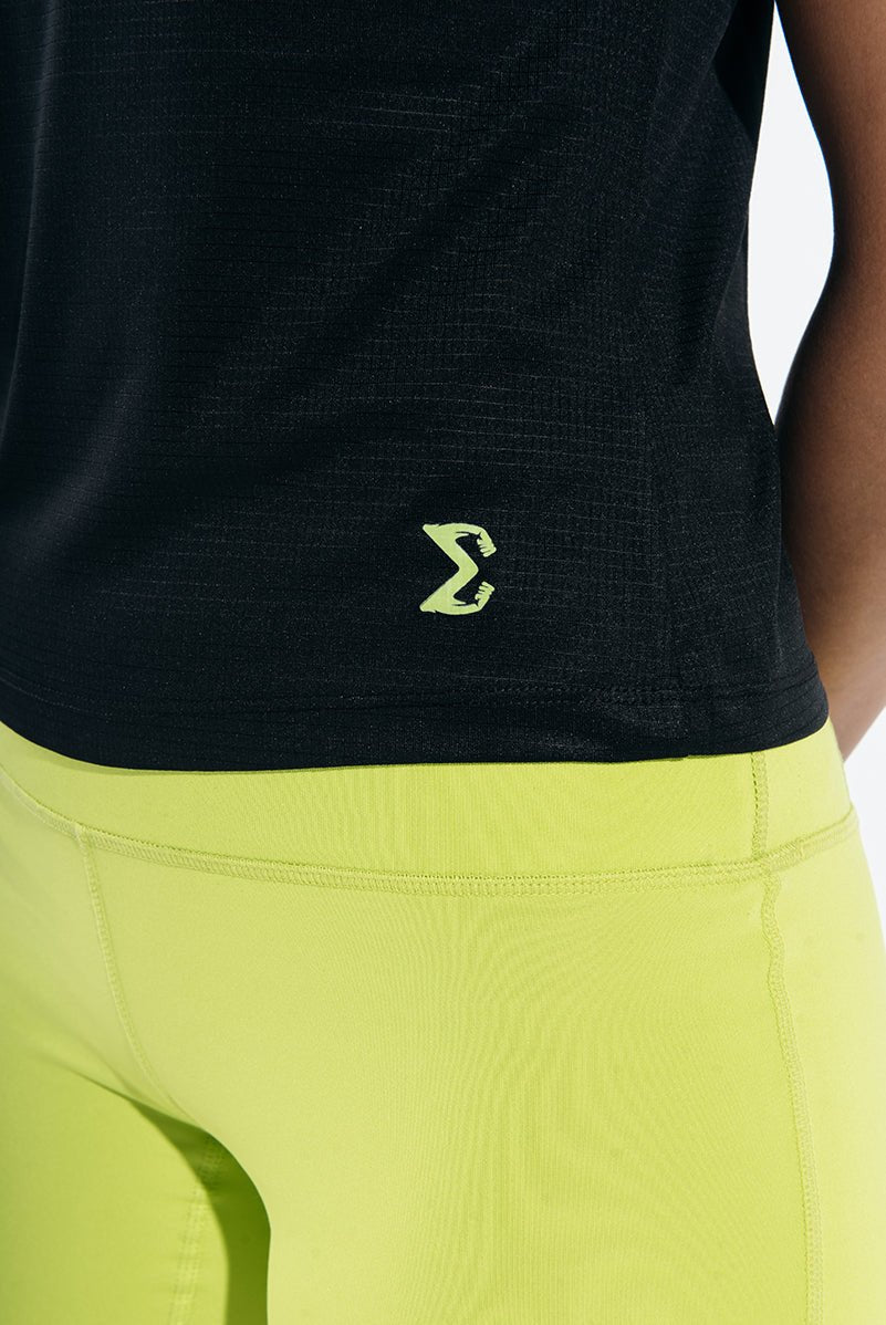 Black X Acid Lime Grace Gym Sport Workout Short Sleeve T-Shirt