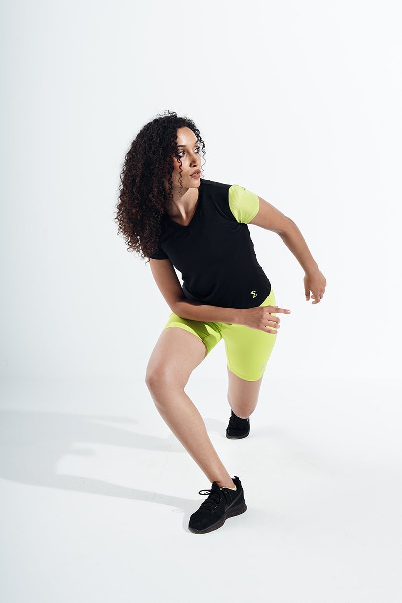 Black X Acid Lime Grace Gym Sport Workout Short Sleeve T-Shirt