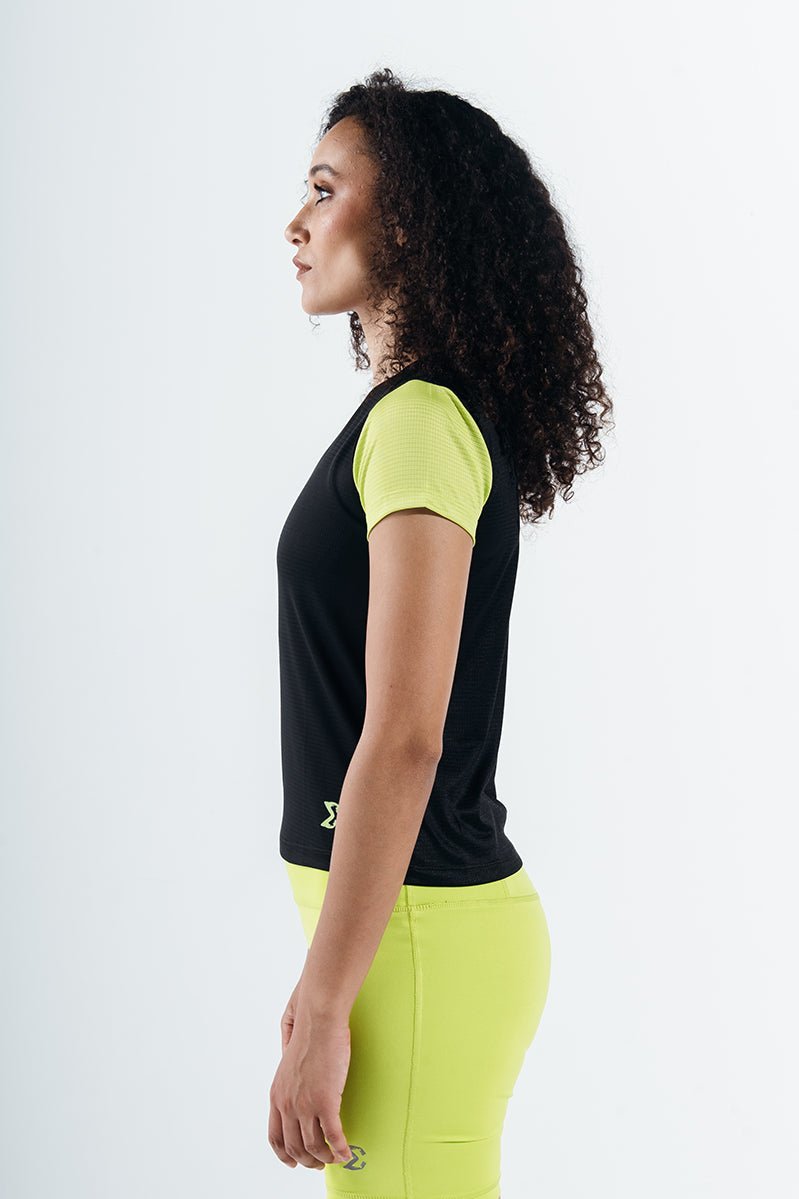 Black X Acid Lime Grace Gym Sport Workout Short Sleeve T-Shirt