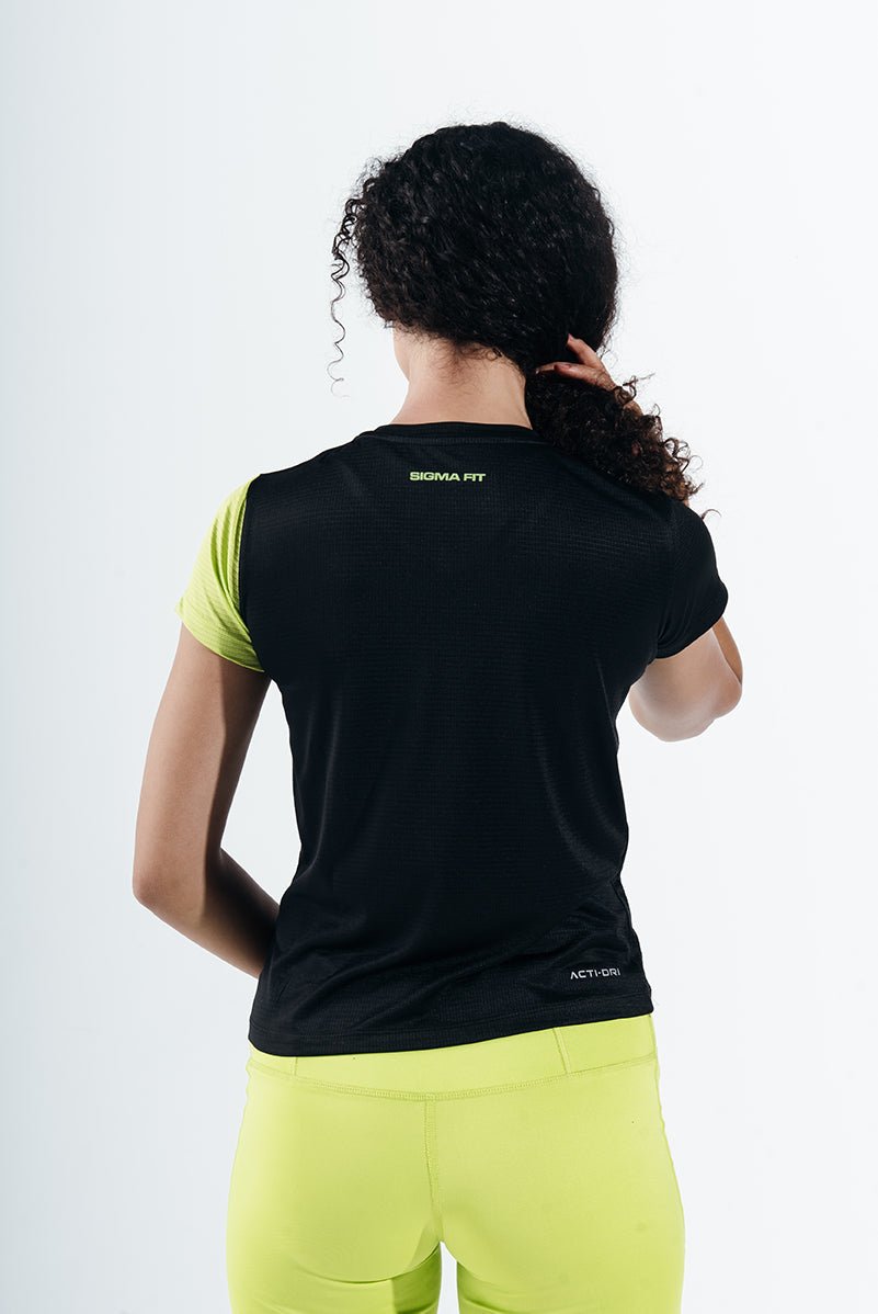 Black X Acid Lime Grace Gym Sport Workout Short Sleeve T-Shirt