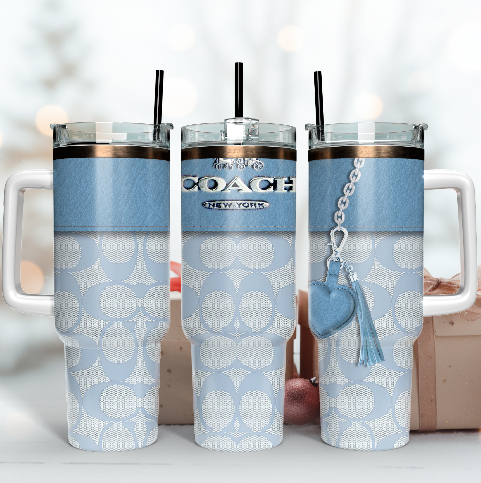 Blue Coach Logo Custom Stanley Cup 40 oz 30 oz Tumbler With Handle