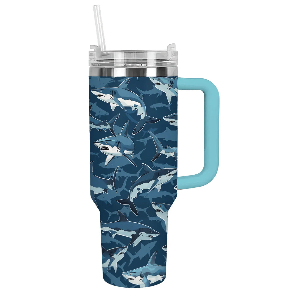 Blue Shark Burst Custom Stanley Cup 40 oz 30 oz Tumbler With Handle