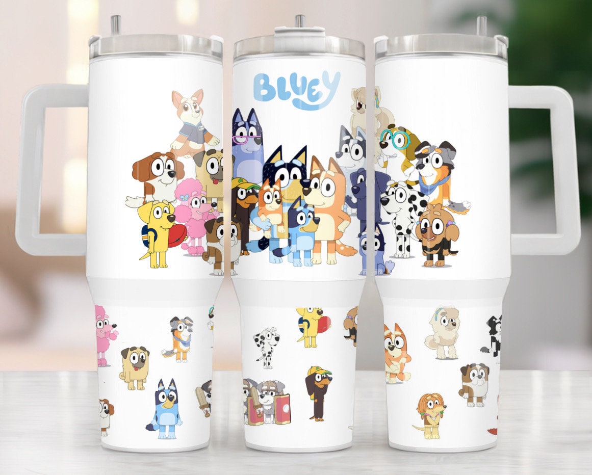 Bluey Cartoon Custom Stanley Cup 40 oz 30 oz Tumbler With Handle
