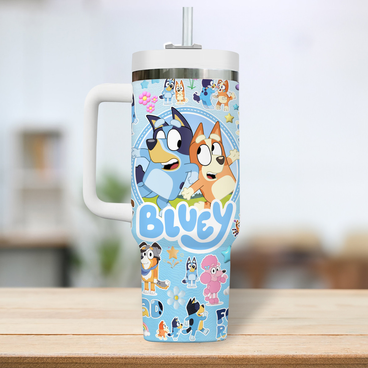 Bluey Cartoon Custom Stanley Cup 40 oz 30 oz Tumbler With Handle