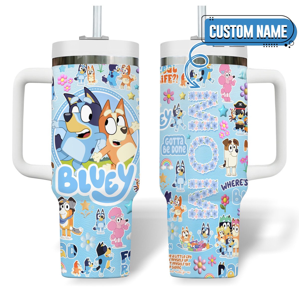 Bluey Cartoon Custom Stanley Cup 40 oz 30 oz Tumbler With Handle