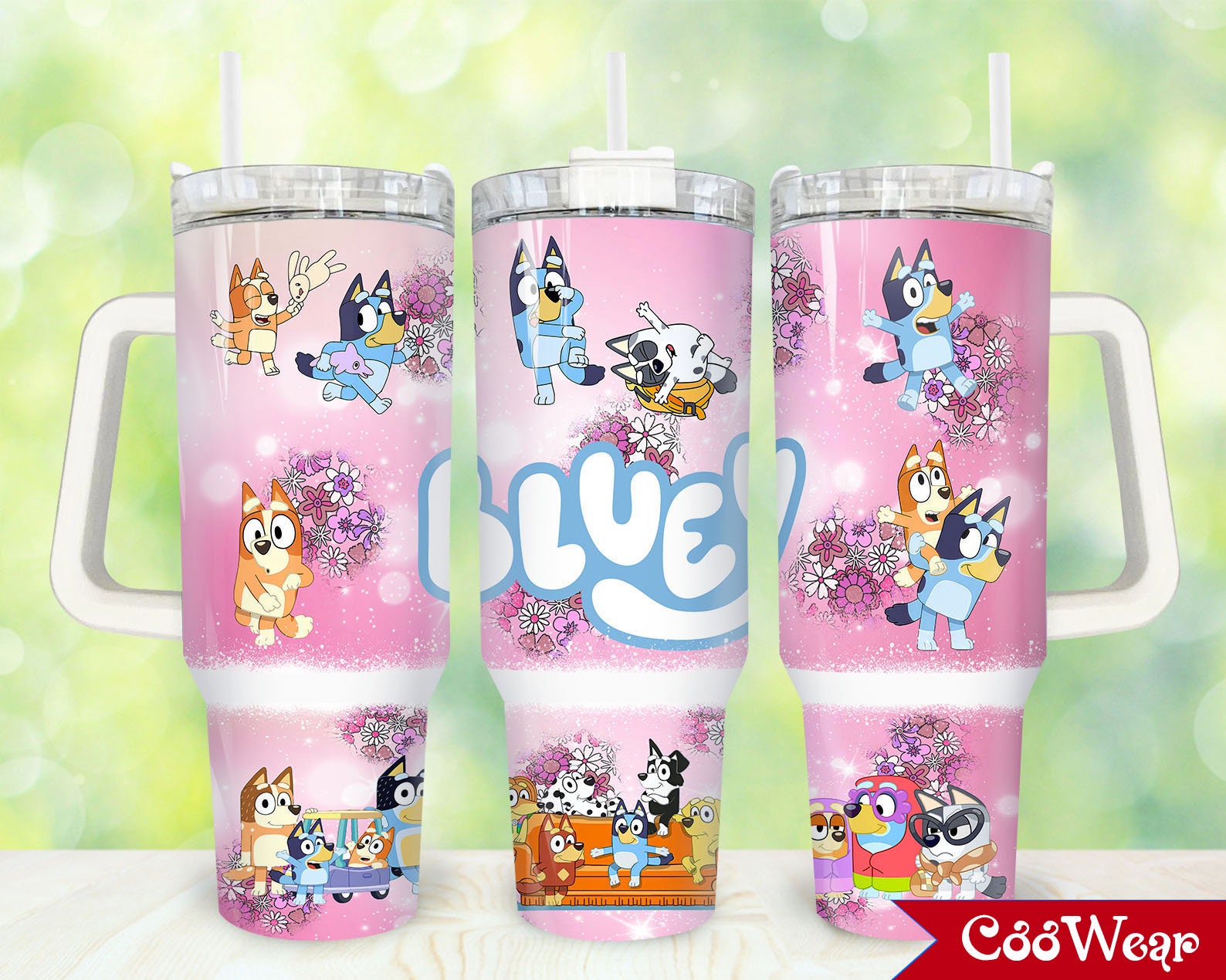 Bluey Heeler Family Cartoon Custom Stanley Cup 40 oz 30 oz Tumbler With Handle