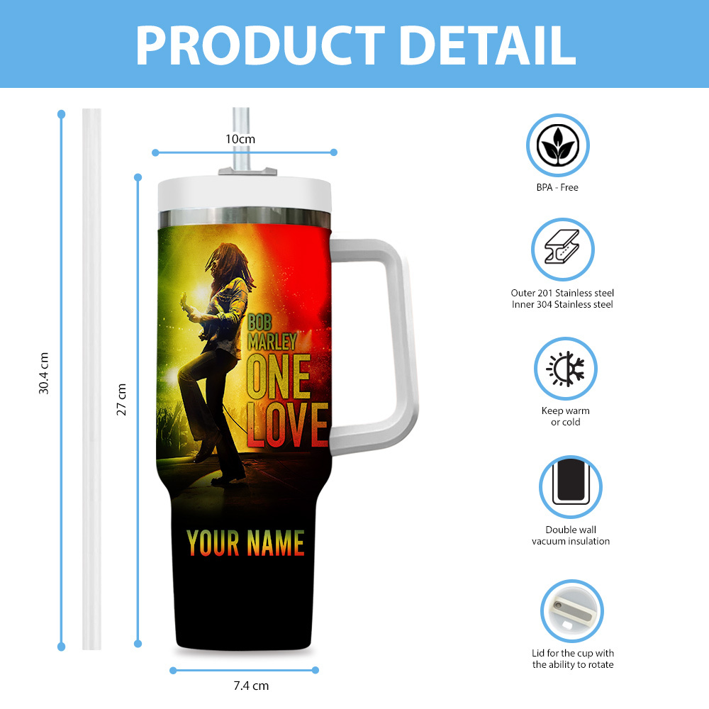 Bob Marley One Love Love The Life You Live Music Custom Stanley Cup 40 oz 30 oz Tumbler With Handle