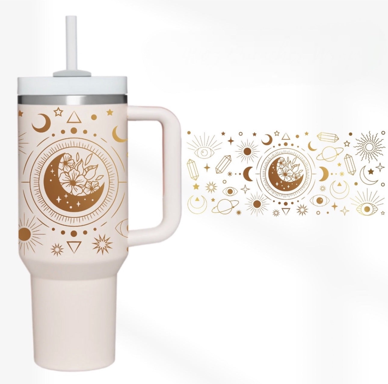 Boho Sun Moon Custom Stanley Cup 40 oz 30 oz Tumbler With Handle