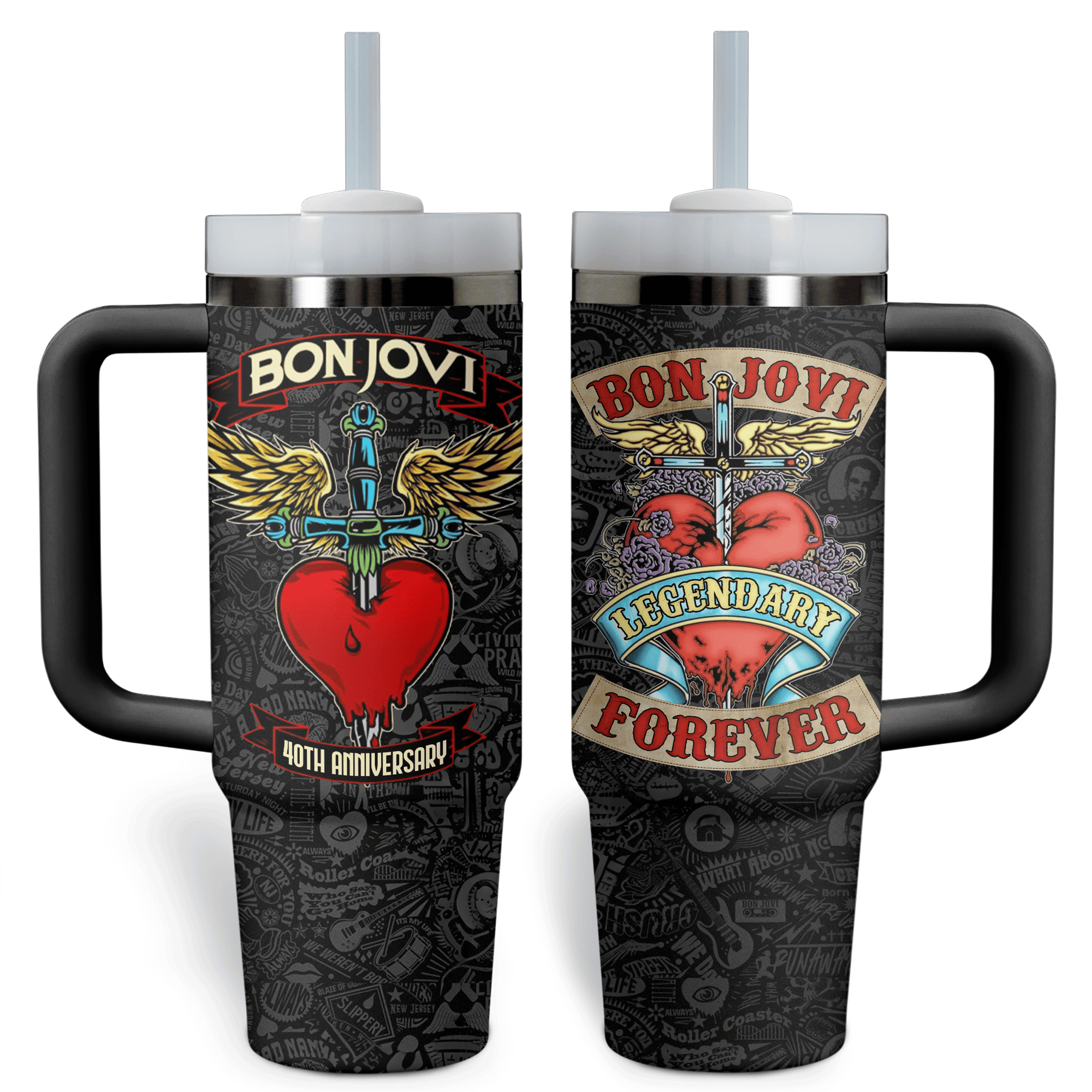 Bon Jovi Music Custom Stanley Cup 40 oz 30 oz Tumbler With Handle