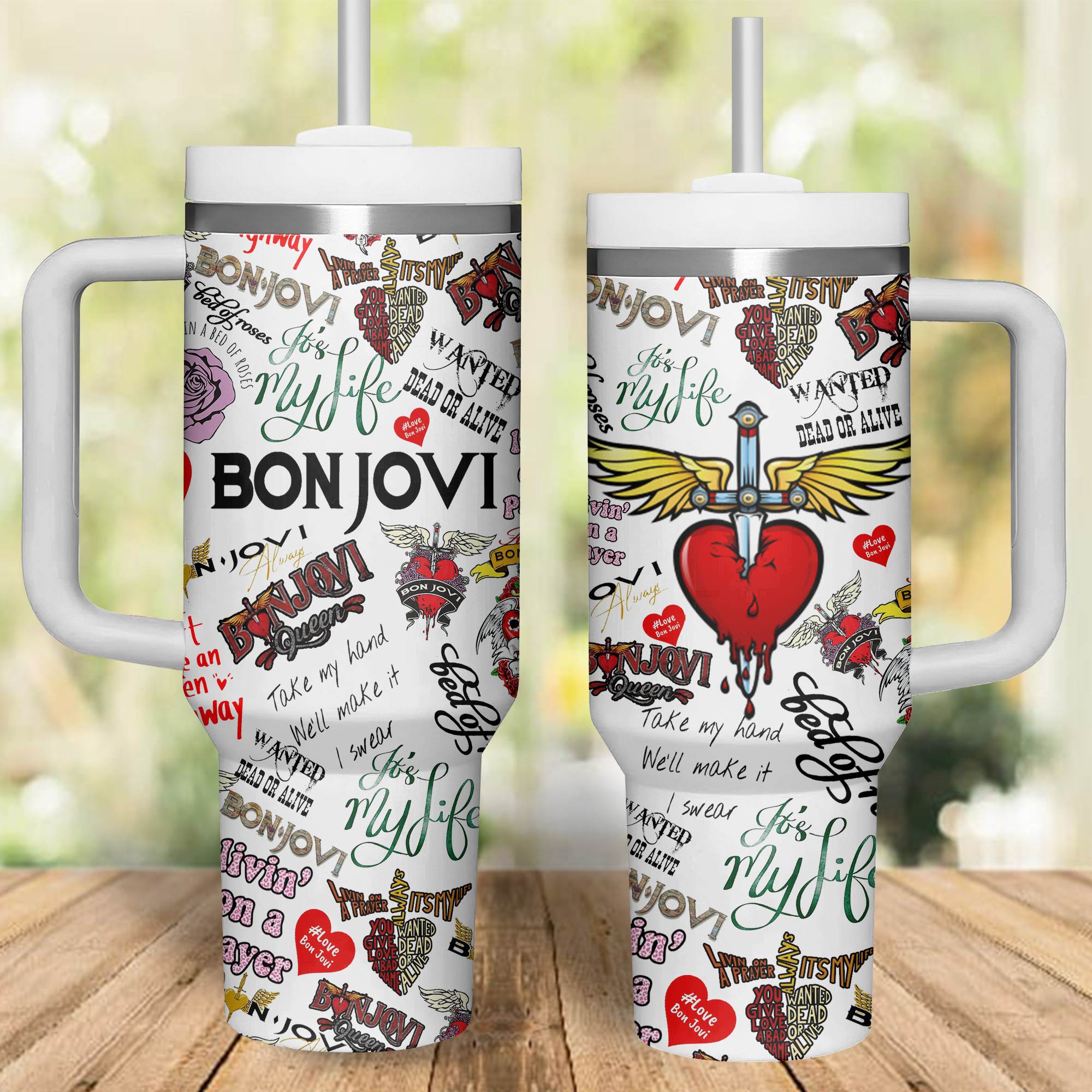 Bon Jovi Music Custom Stanley Cup 40 oz 30 oz Tumbler With Handle