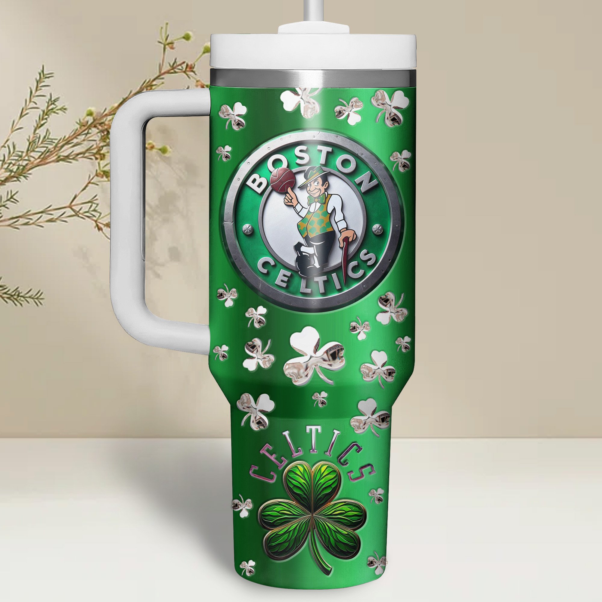 Boston Celtics NBA Custom Stanley Cup 40 oz 30 oz Tumbler With Handle