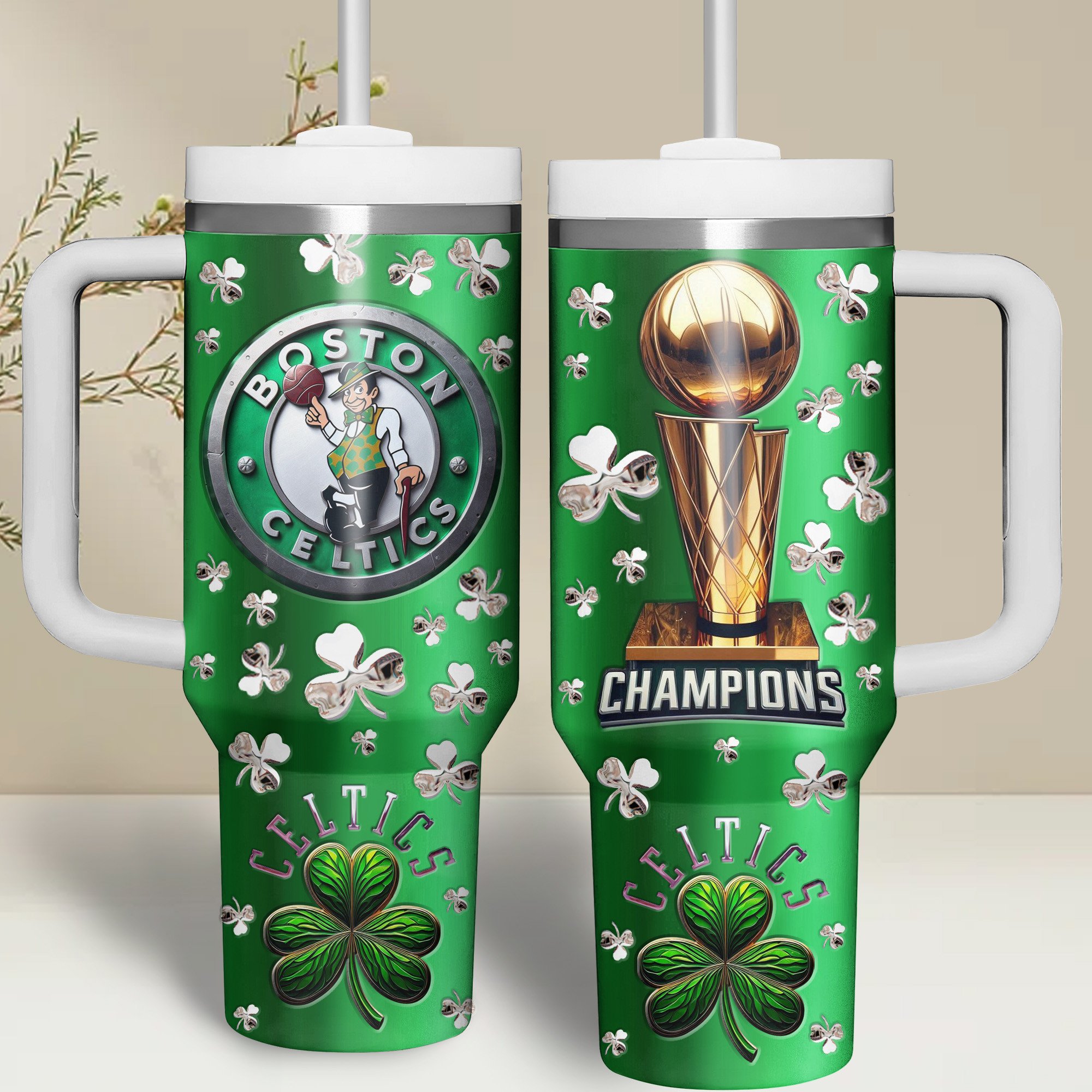 Boston Celtics NBA Custom Stanley Cup 40 oz 30 oz Tumbler With Handle