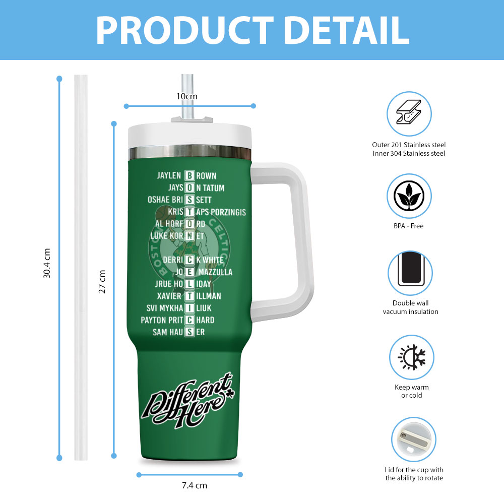 Boston Celtics NBA Custom Stanley Cup 40 oz 30 oz Tumbler With Handle