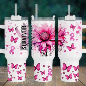 Breast Cancer Survivor Custom Stanley Cup 40 oz 30 oz Tumbler With Handle
