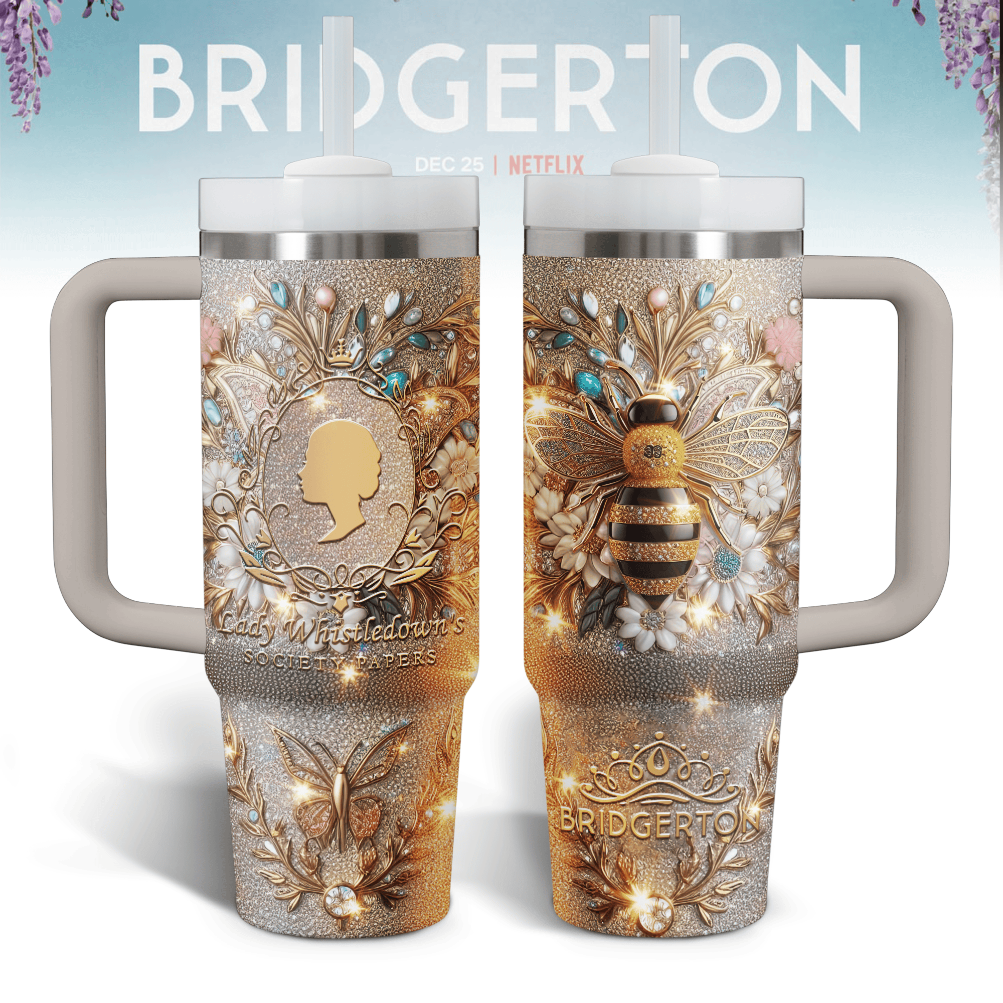 Bridgerton TV Series Custom Stanley Cup 40 oz 30 oz Tumbler With Handle