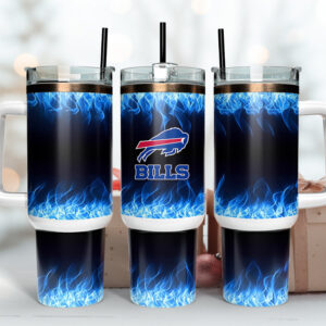 Buffalo Bills NFL Fire Effect Custom Stanley Cup 40 oz 30 oz Tumbler With Handle