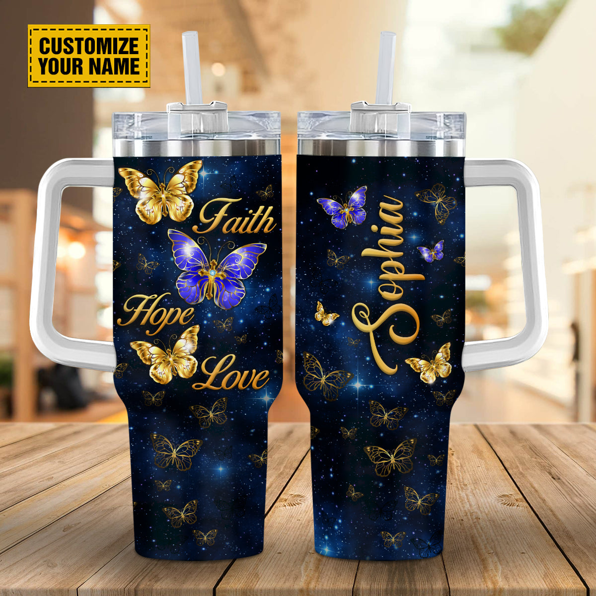 Butterfly Jewelry Faith Custom Stanley Cup 40 oz 30 oz Tumbler With Handle