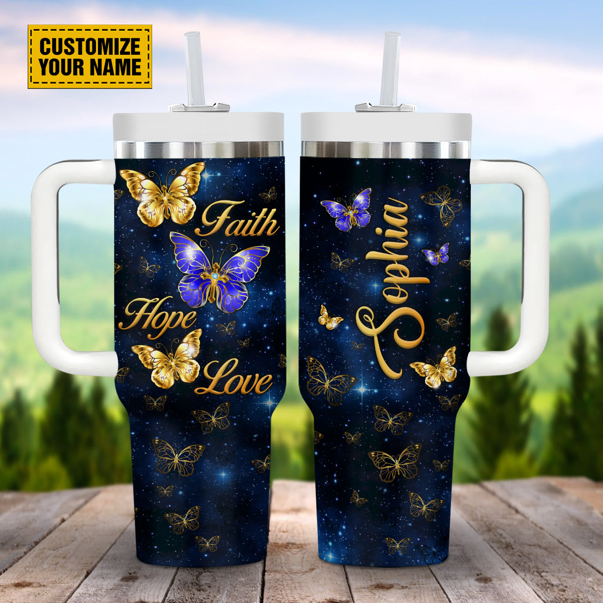 Butterfly Jewelry Faith Custom Stanley Cup 40 oz 30 oz Tumbler With Handle
