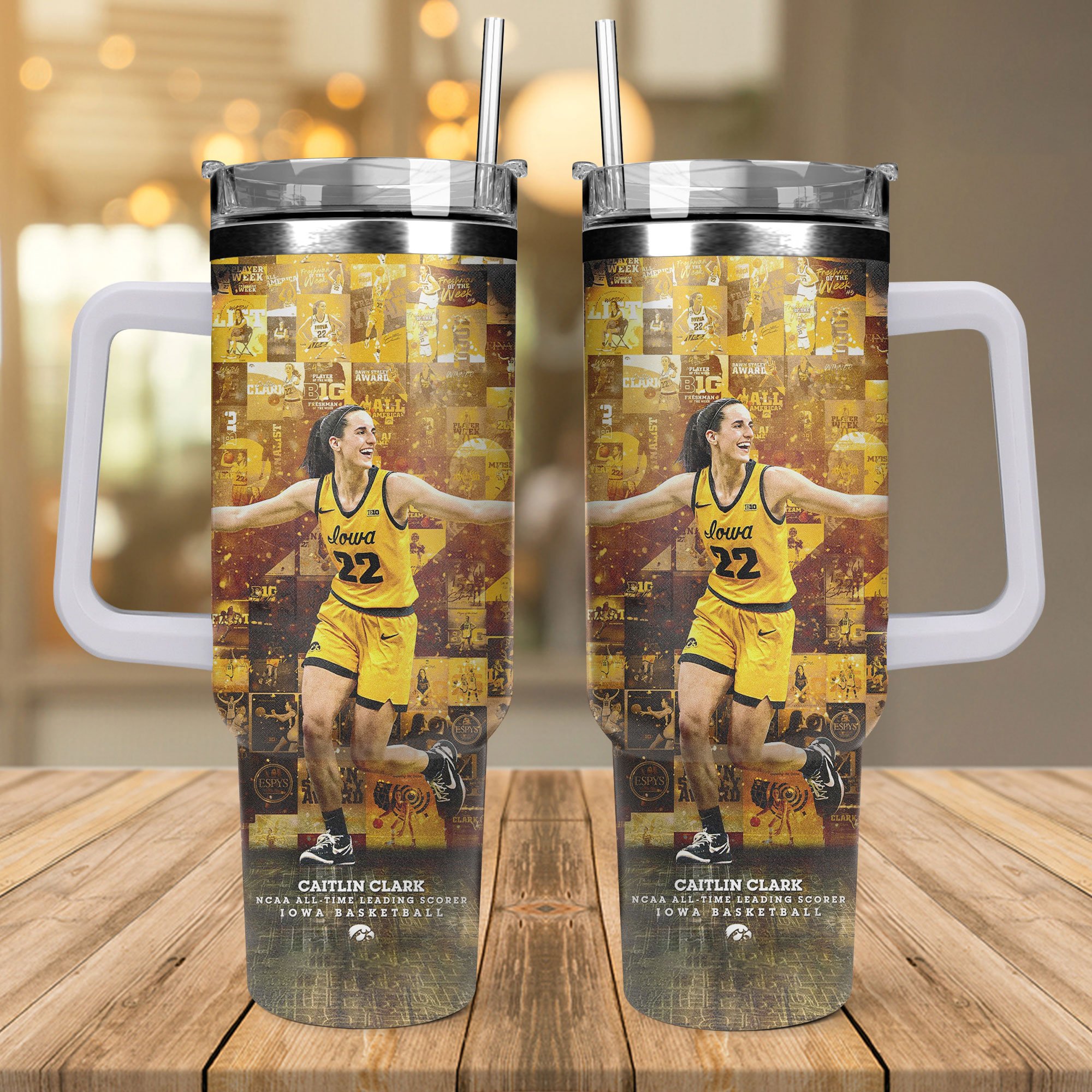 Caitlin Clark Iowa Hawkeyes Women's Basketball NCAA Custom Stanley Cup 40 oz 30 oz Tumbler With Handle