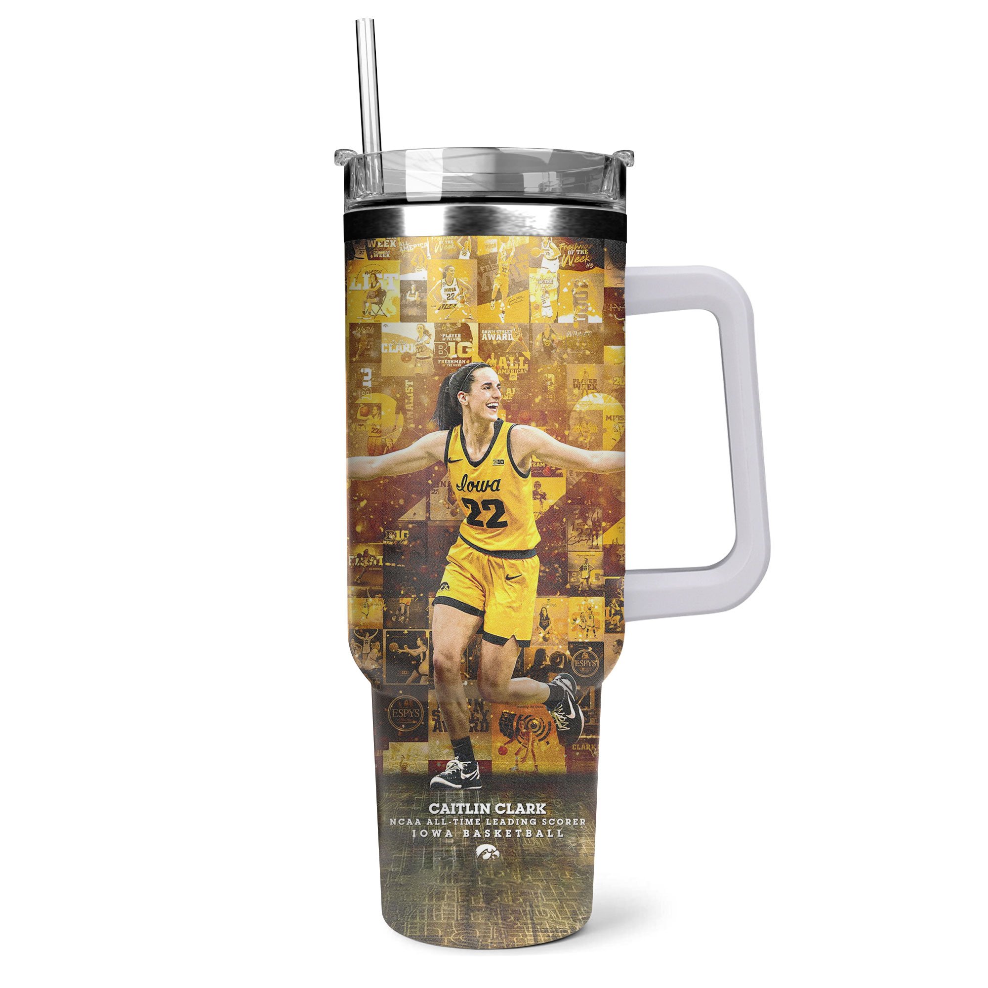 Caitlin Clark Iowa Hawkeyes Women's Basketball NCAA Custom Stanley Cup 40 oz 30 oz Tumbler With Handle