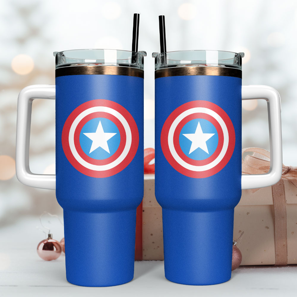 Captain America Movie Custom Stanley Cup 40 oz 30 oz Tumbler With Handle