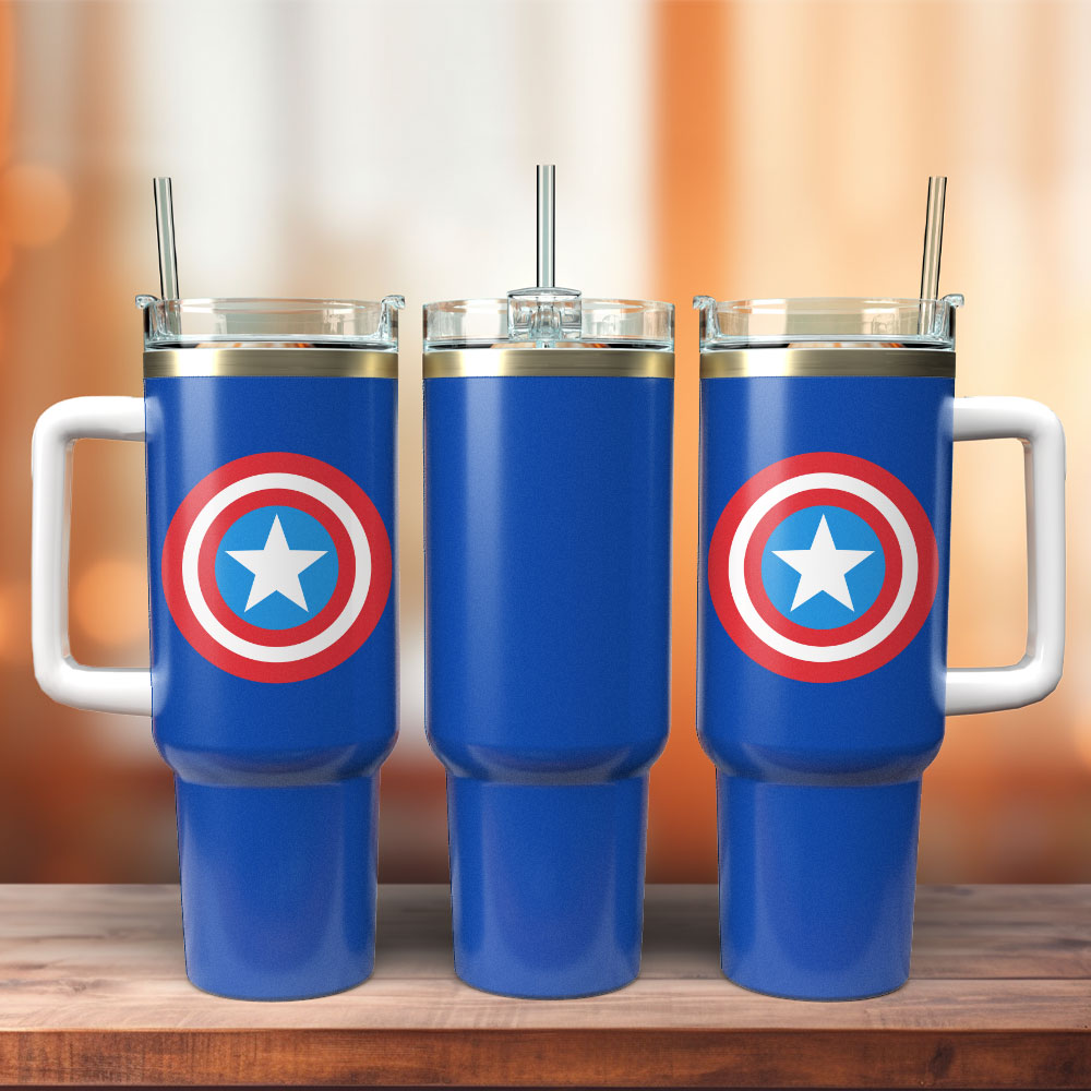 Captain America Movie Custom Stanley Cup 40 oz 30 oz Tumbler With Handle
