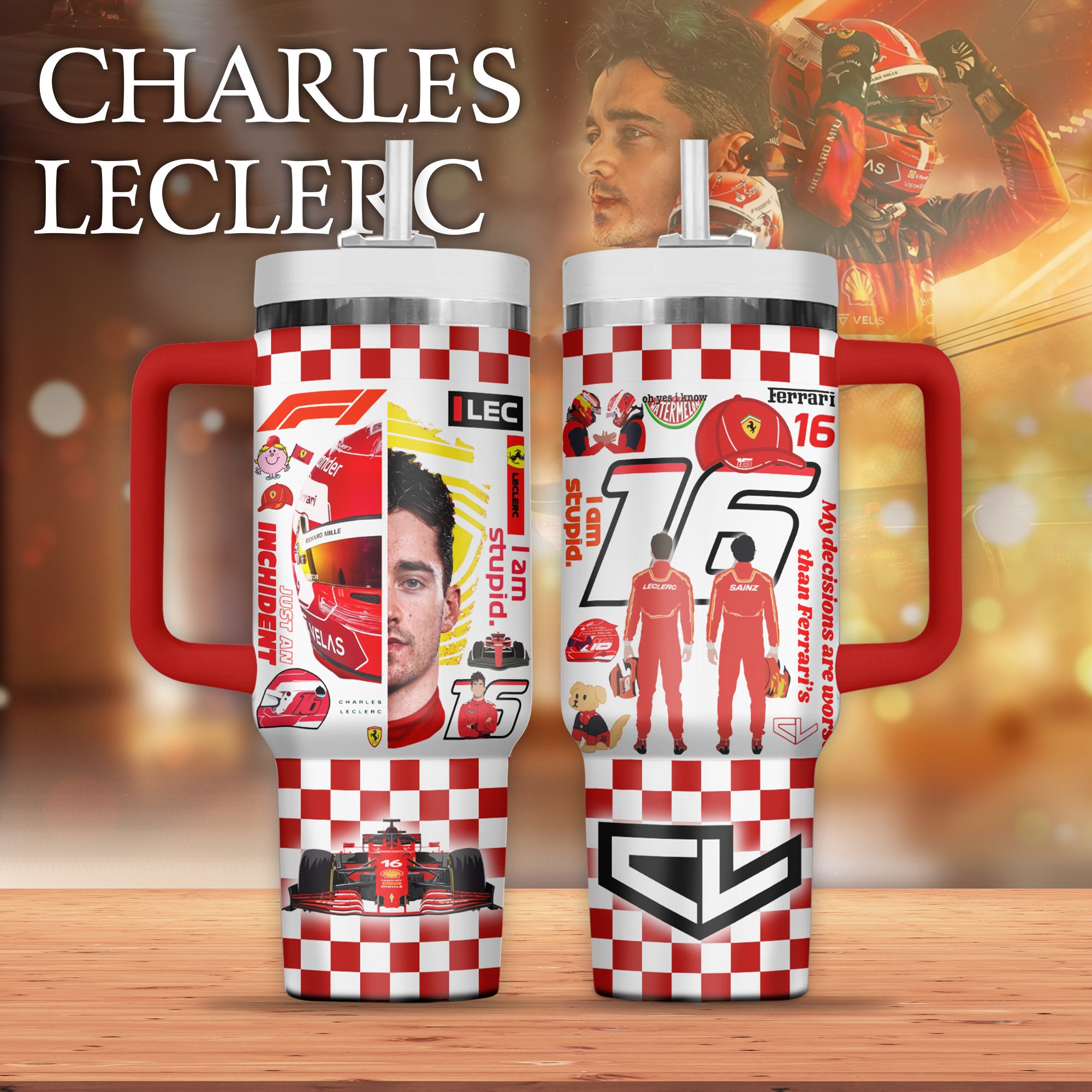 Charles Leclerc F1 Ferrari Sport Custom Stanley Cup 40 oz 30 oz Tumbler With Handle