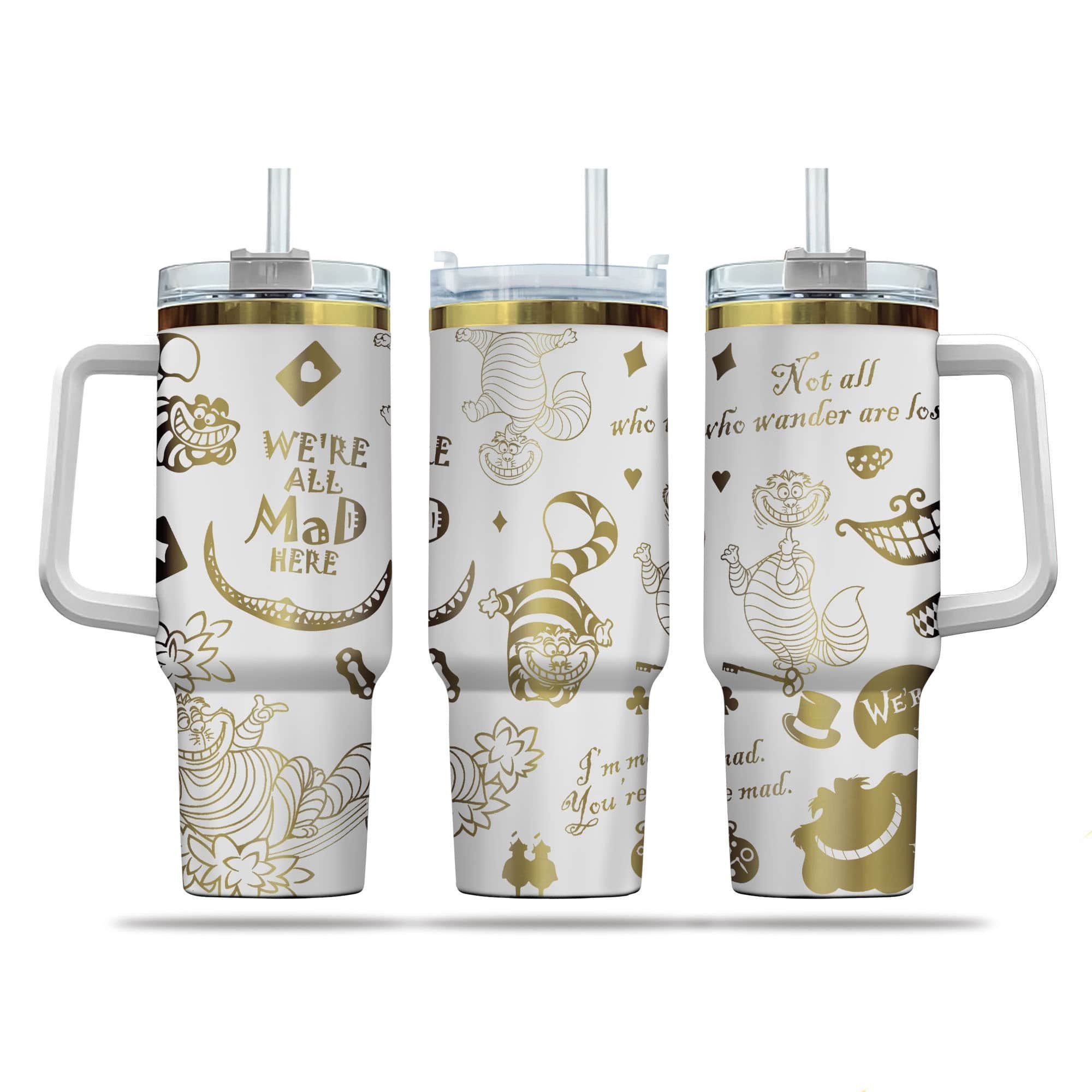 Cheshire Cat Cartoon Custom Stanley Cup 40 oz 30 oz Tumbler With Handle