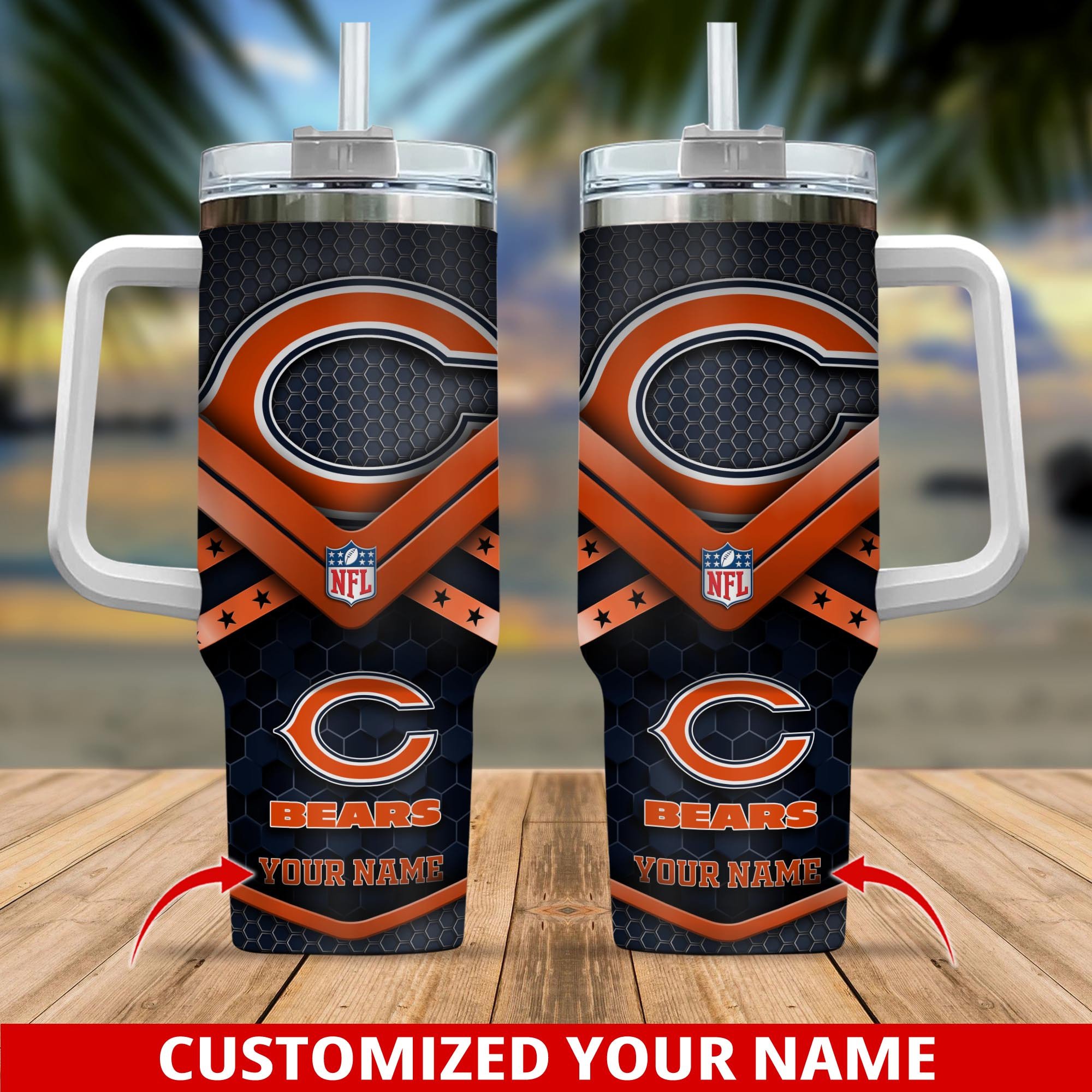 Chicago Bears NFL Custom Stanley Cup 40 oz 30 oz Tumbler With Handle