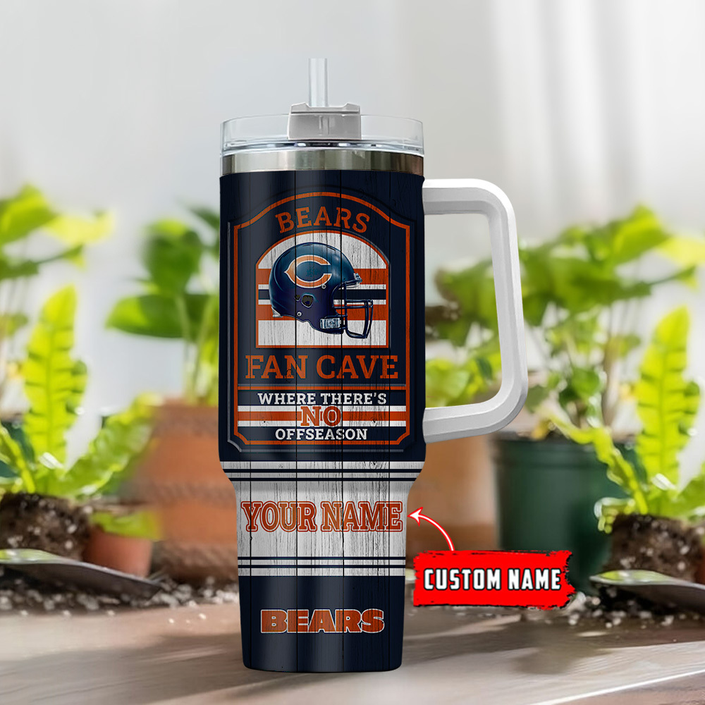 Chicago Bears NFL Fan Cave Custom Stanley Cup 40 oz 30 oz Tumbler With Handle