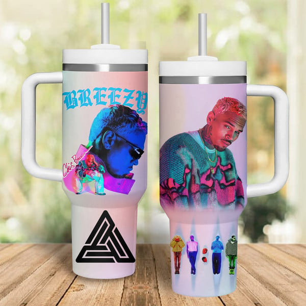 Chris Brown Breezy Music Custom Stanley Cup 40 oz 30 oz Tumbler With Handle