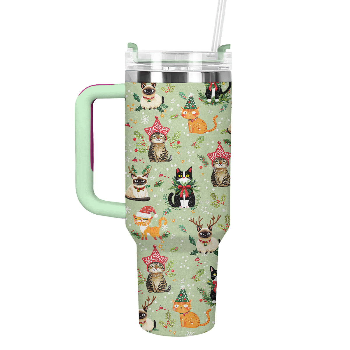 Christmas Cats Custom Stanley Cup 40 oz 30 oz Tumbler With Handle