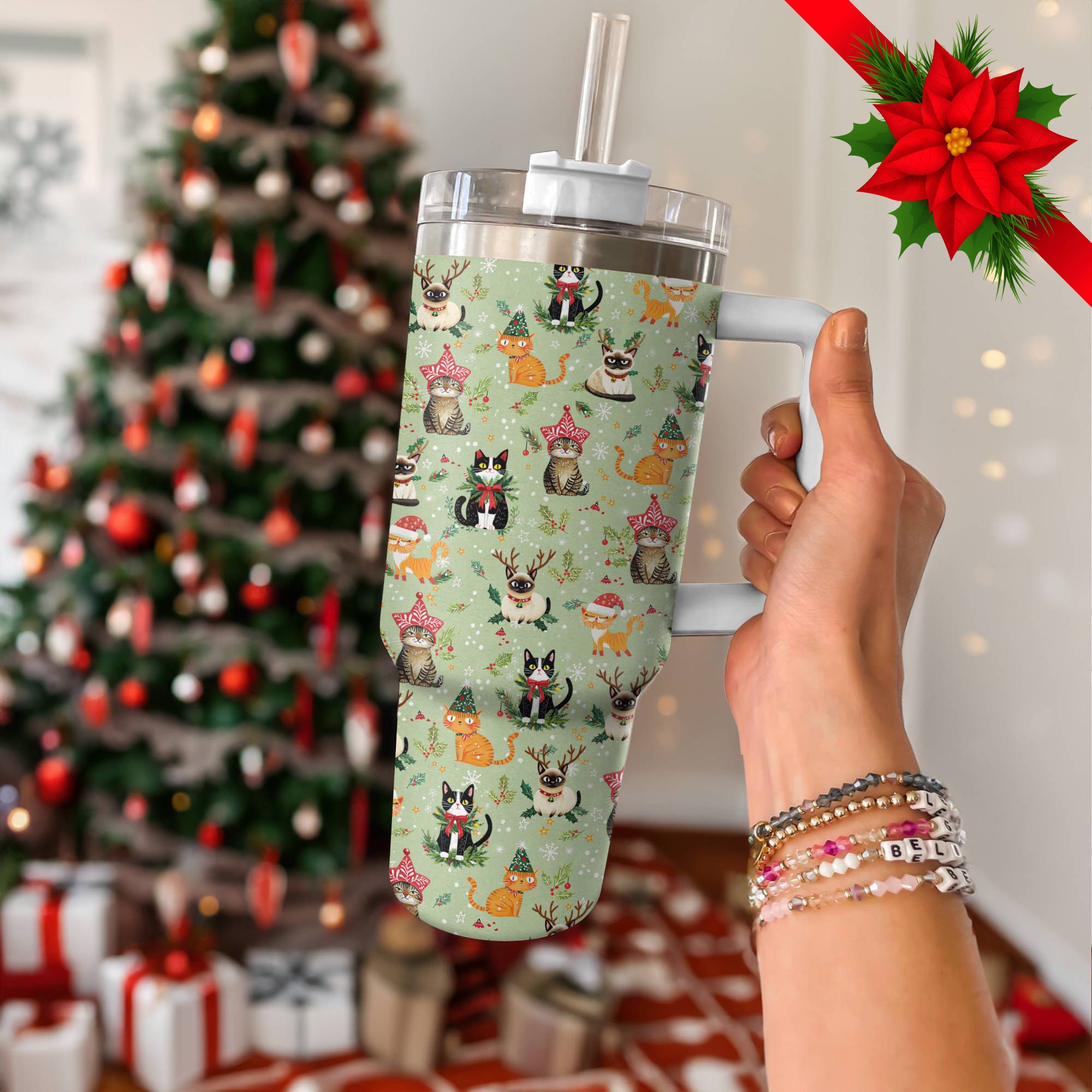 Christmas Cats Custom Stanley Cup 40 oz 30 oz Tumbler With Handle