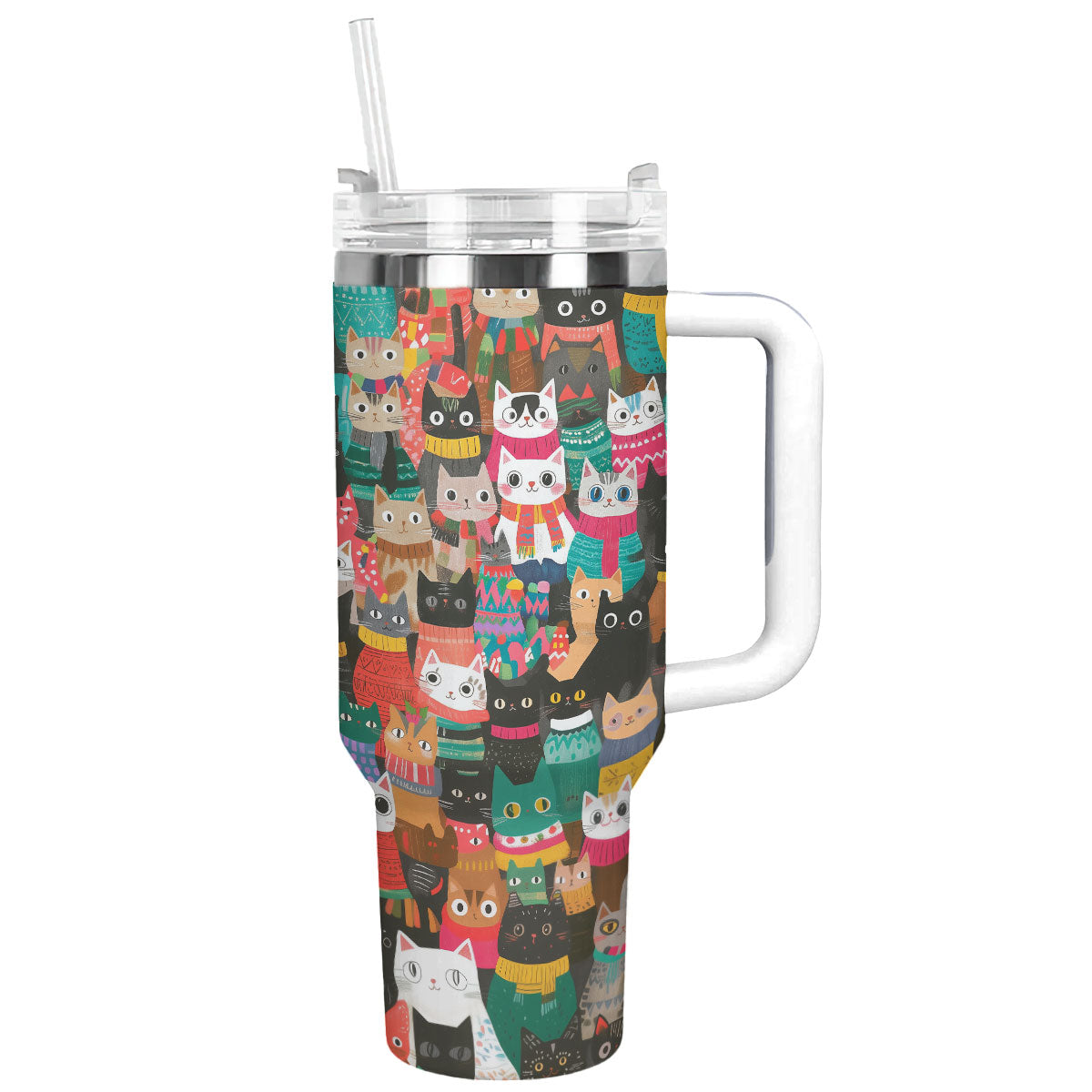 Christmas Cozy Cats Custom Stanley Cup 40 oz 30 oz Tumbler With Handle