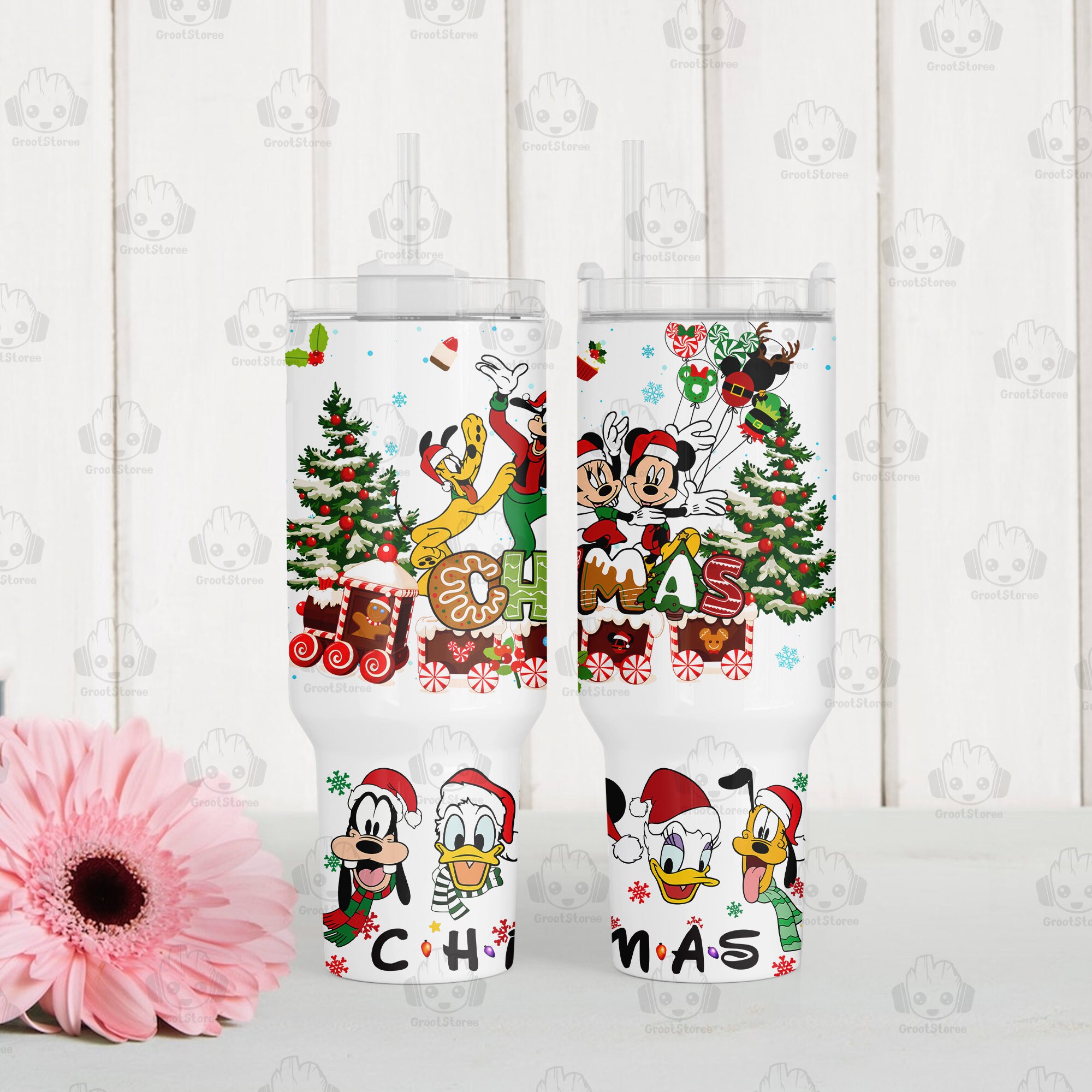 Christmas Mickey and friends Disney Cartoon Custom Stanley Cup 40 oz 30 oz Tumbler With Handle