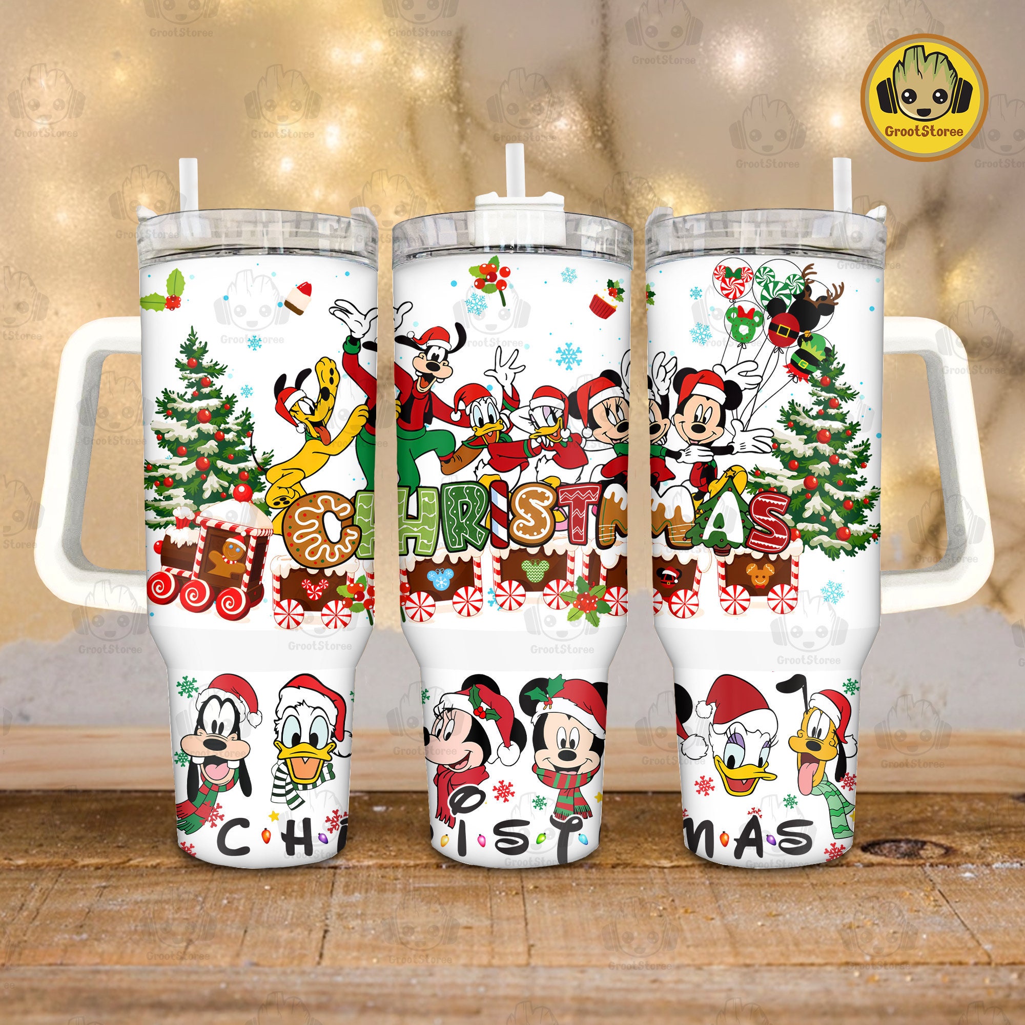 Christmas Mickey and friends Disney Cartoon Custom Stanley Cup 40 oz 30 oz Tumbler With Handle