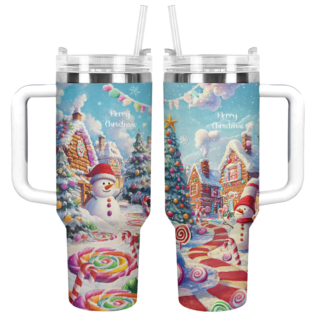 Christmas Sweet Candy Town Custom Stanley Cup 40 oz 30 oz Tumbler With Handle