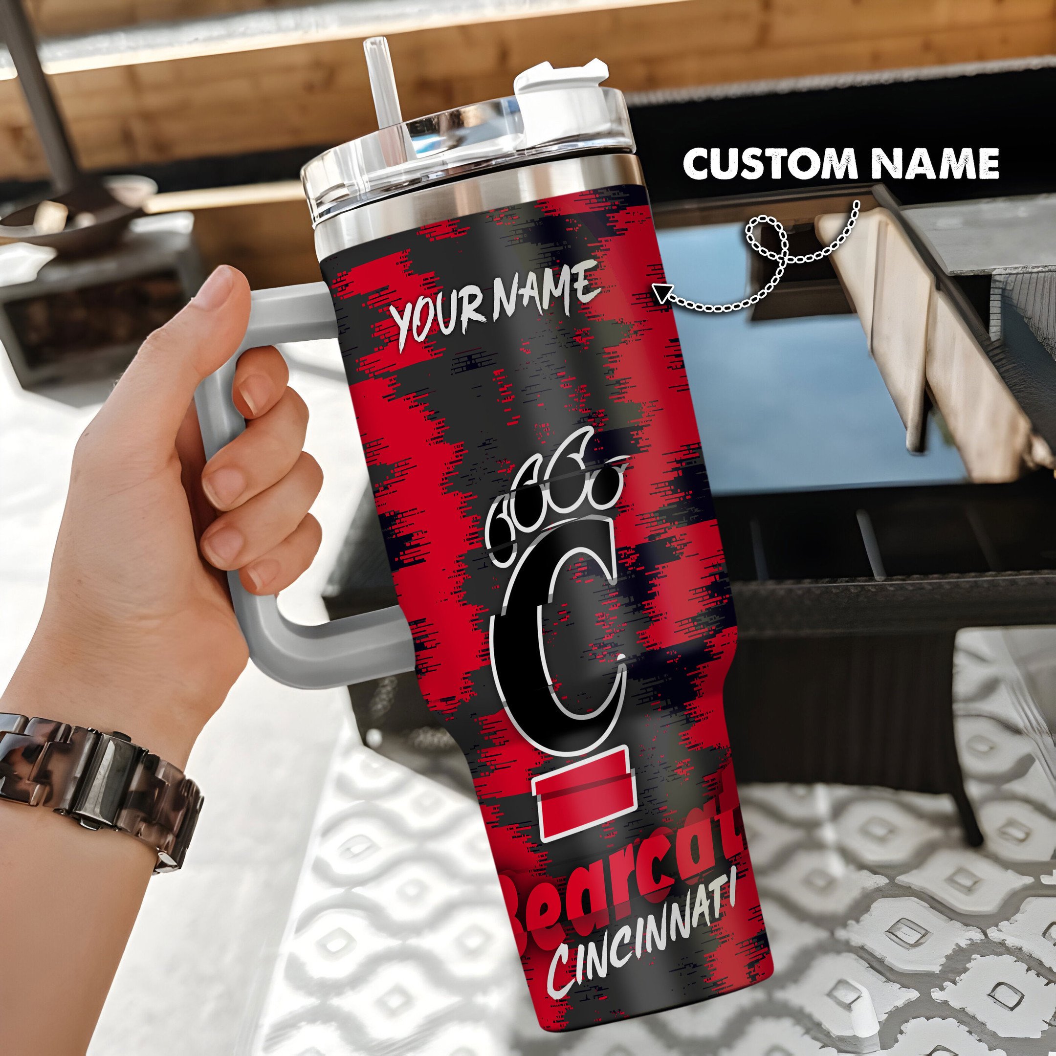 Cincinnati Bearcats NCAA Custom Stanley Cup 40 oz 30 oz Tumbler With Handle