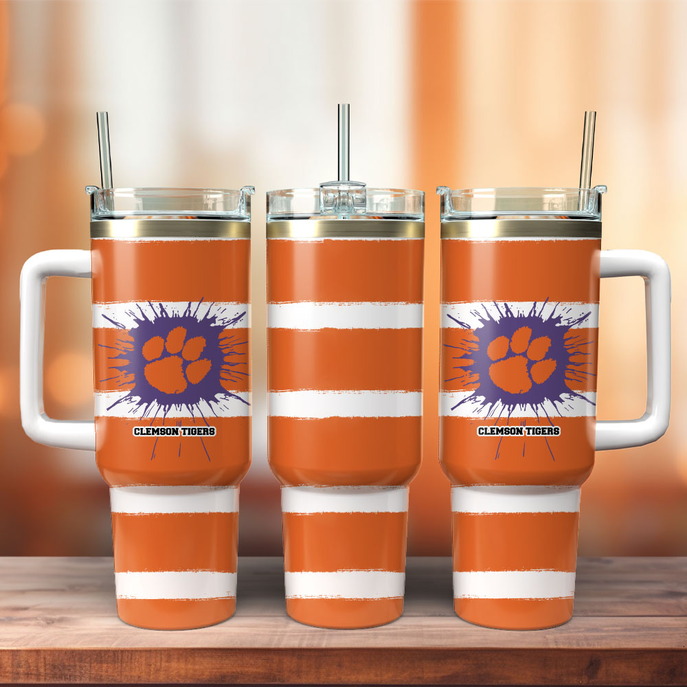 Clemson Tiger Football Team NCCA Custom Stanley Cup 40 oz 30 oz Tumbler With Handle