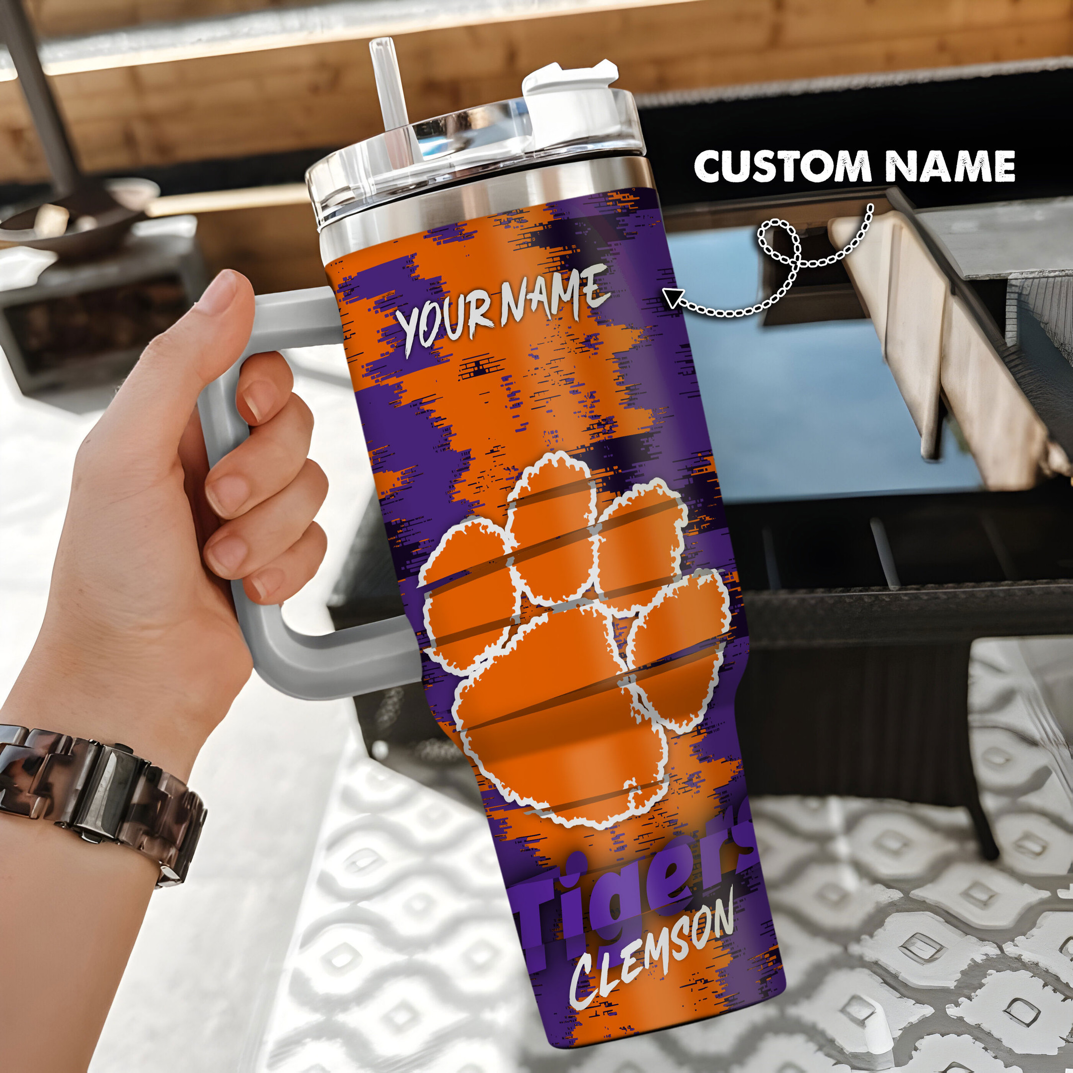 Clemson Tigers NCAA Custom Stanley Cup 40 oz 30 oz Tumbler With Handle