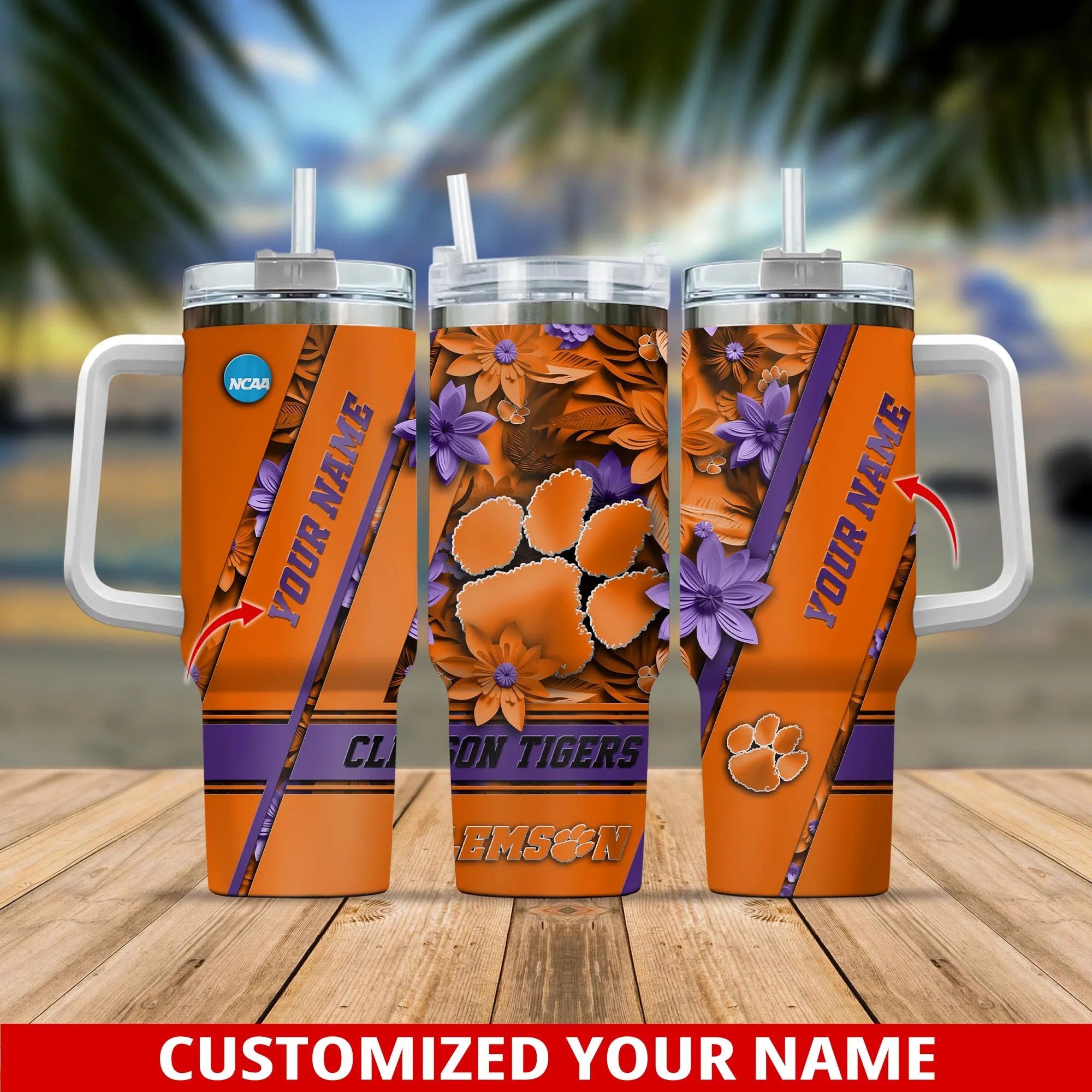 Clemson Tigers NCAA Custom Stanley Cup 40 oz 30 oz Tumbler With Handle