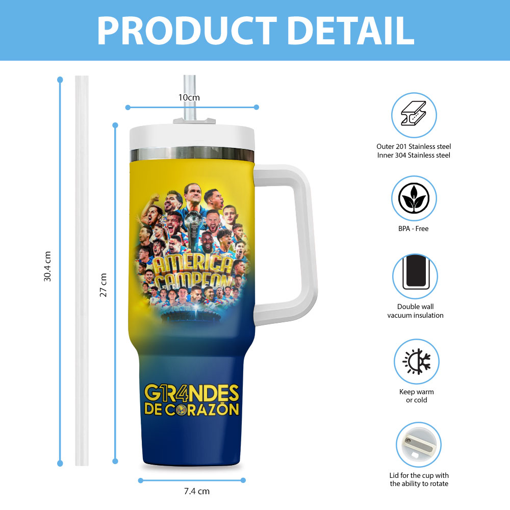 Club América Football Custom Stanley Cup 40 oz 30 oz Tumbler With Handle
