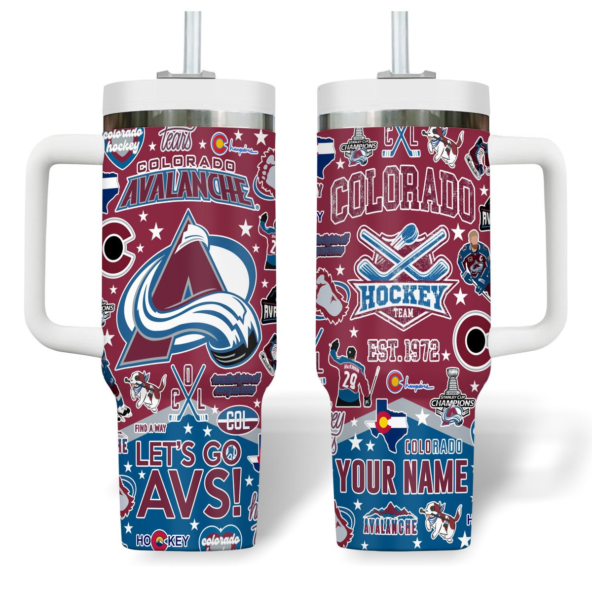 Colorado Avalanche NHL Custom Stanley Cup 40 oz 30 oz Tumbler With Handle