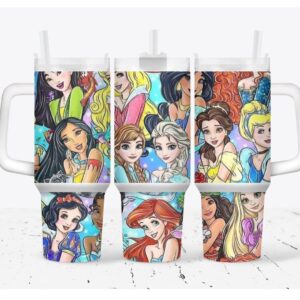 Colorful Princess Disney Cartoon Custom Stanley Cup 40 oz 30 oz Tumbler With Handle