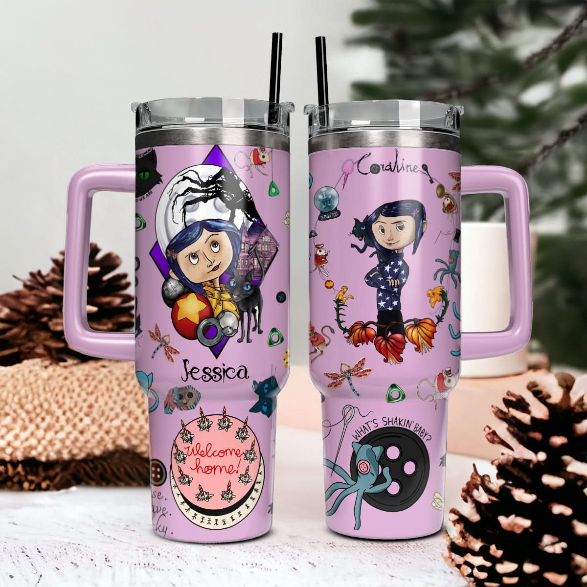 Coraline Cartoon Custom Stanley Cup 40 oz 30 oz Tumbler With Handle