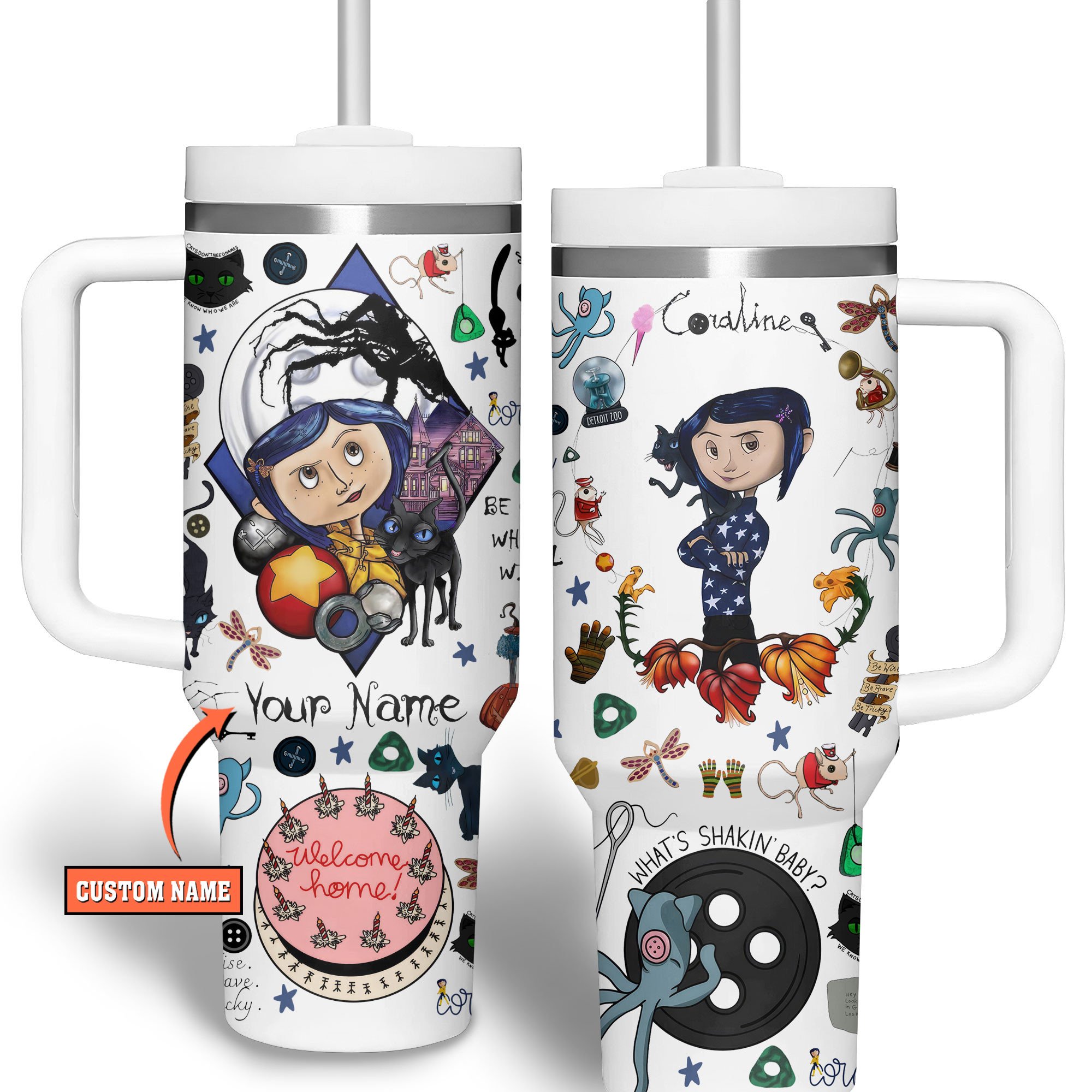 Coraline Cartoon Custom Stanley Cup 40 oz 30 oz Tumbler With Handle