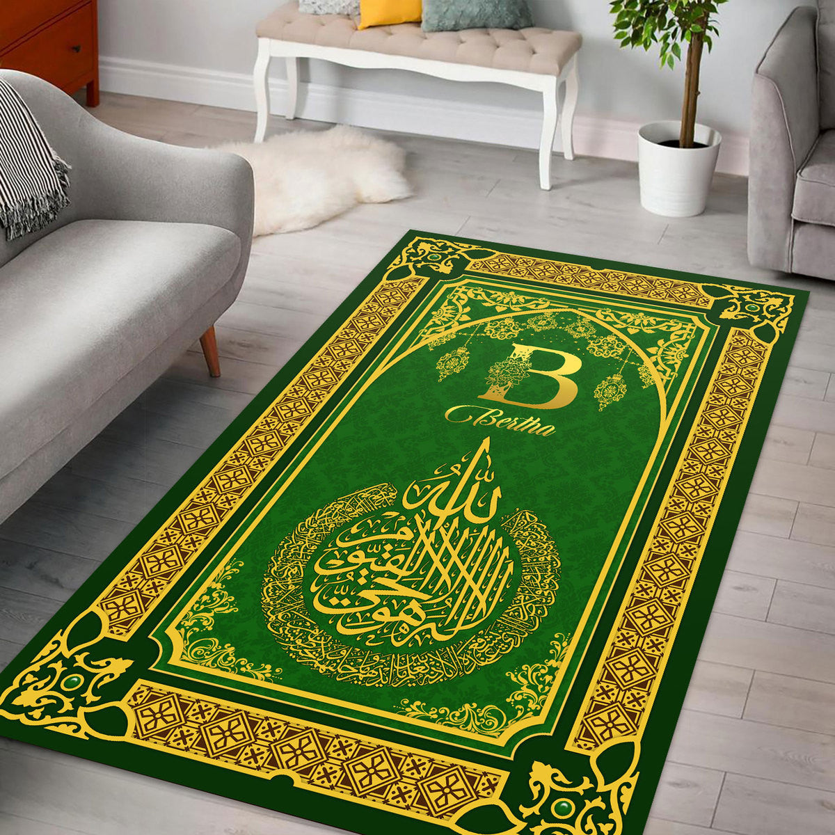 Custom Name Ayatul Kursi Prayer Rug - Stormmerch Exclusive