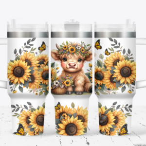 Cute Cow Sunflowers Custom Stanley Cup 40 oz 30 oz Tumbler With Handle