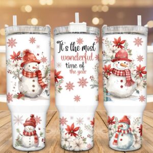 Cute Snowman Custom Stanley Cup 40 oz 30 oz Tumbler With Handle