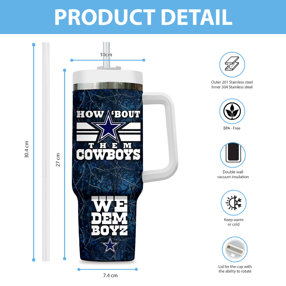 Dallas Cowboys NFL Custom Stanley Cup 40 oz 30 oz Tumbler With Handle